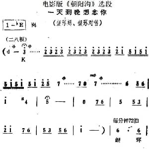 豫剧谱 | 一天到晚想念你 电影版 朝阳沟 选段 银环妈 银环对唱