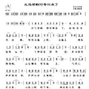 赶马帮的阿哥回来了_民歌简谱_词曲:方方青 黄清林