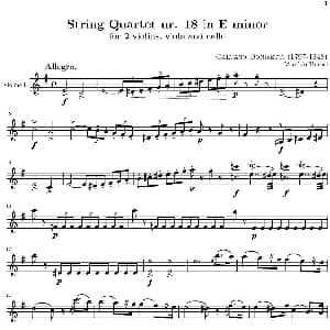 小提琴谱 | String Quartet nr.18 in E minor E小调弦乐四重奏 第一小提琴分谱 托马西
