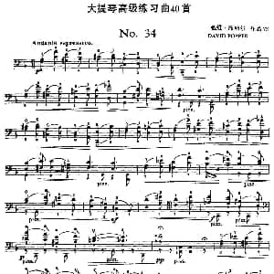 大提琴高级练习曲40首 No.34 戴维 波帕尔