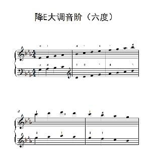 降E大调音阶 钢琴谱