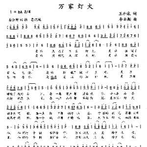 万家灯火_歌曲简谱_词曲:王和泉 李云翔