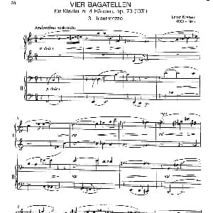 Vier Bagatellen Op.70 钢琴谱 厄恩斯特 克热内克