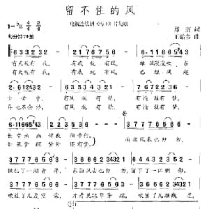 留不住的风_通俗唱法乐谱_词曲:郑南 王贻参