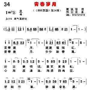 青春岁月_通俗唱法乐谱_词曲:蔡佩珊 郭克光