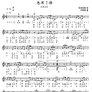 忘不了你_通俗唱法乐谱_词曲:秋趣朦胧 张炳勋