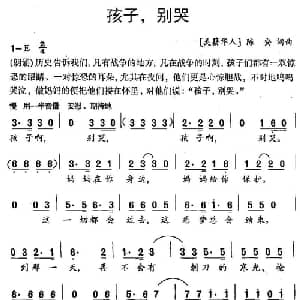 孩子,别哭_通俗唱法乐谱_词曲: 美籍华人 陈安 美籍华人 陈安