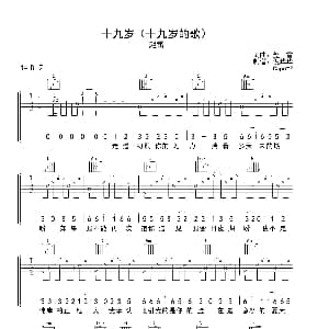 十九岁 吉他谱 赵雷 赵雷词曲 倪华华制谱