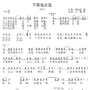 不要说永远_通俗唱法乐谱_词曲:龙远开 三朔