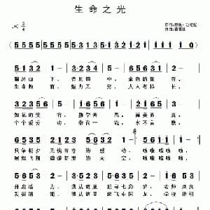 生命之光_通俗唱法乐谱_词曲:廖巍,赵继铨 黄清林