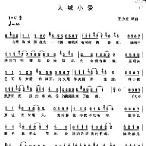 大城小爱_通俗唱法乐谱_词曲:王力宏 王力宏