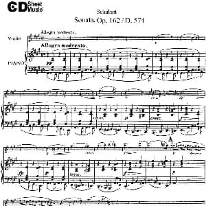 小提琴谱 | Violin Sonata in A major Op.162 D.574 小提琴 钢琴伴奏