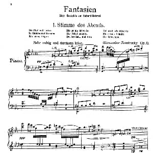 Fantasien über Gedichte von Richard Dehmel Op.9 钢琴谱 亚历山大 封 泽姆林斯基 Alexander von Zemlinsky