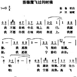 当雄鹰飞过的时候_外国歌谱_词曲:卢双译配