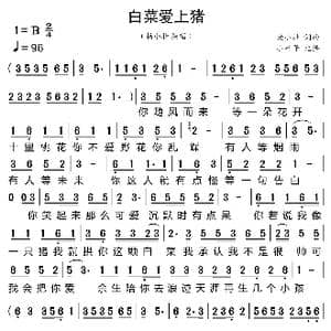 白菜爱上猪_歌曲简谱_词曲:杨小壮 杨小壮