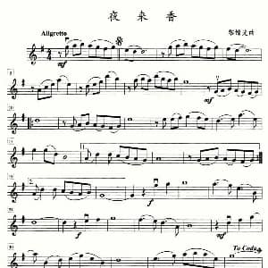 小提琴谱 | 夜来香 四重奏分谱 黎锦光