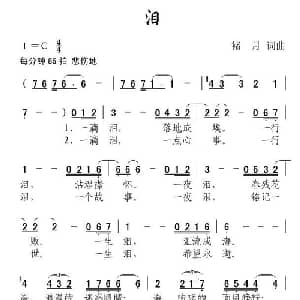 泪_通俗唱法乐谱_词曲:褚月 褚月