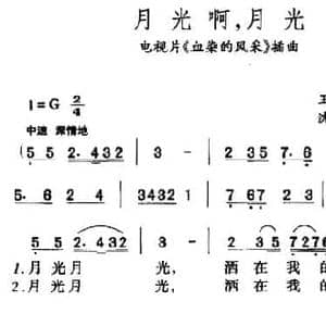 月光啊,月光_民歌简谱_词曲:王晨湖 沈传薪