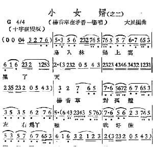 越剧谱 | 越剧曲调 小女婿 之二 杨香草在矛昏一场唱 大风编曲