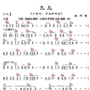 九儿_歌曲简谱_词曲: 阿鲲