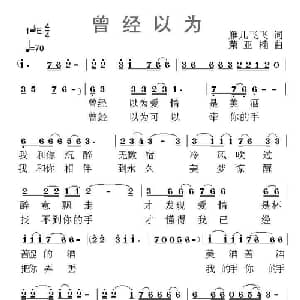 曾经以为_通俗唱法乐谱_词曲:雁儿飞飞 荣亚楠