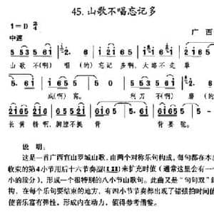 山歌不唱忘记多_民歌简谱