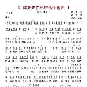 你要走你总得给个理由_歌曲简谱_词曲:天 祺 天 祺