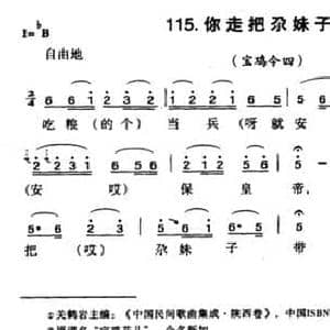 你走把尕妹子带上_民歌简谱