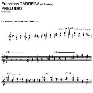 PRELUDIO En do mayor 吉他谱 弗朗西斯科 泰雷加 Francisco Tarrega 1852 1909