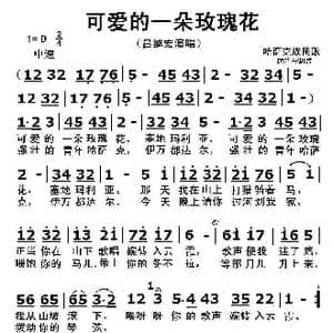 可爱的一朵玫瑰花_歌曲简谱_词曲: 哈萨克民歌