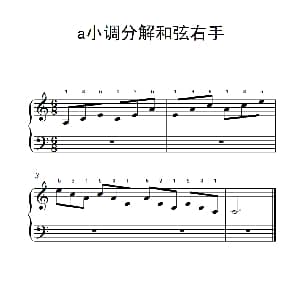 第一级 3.a小调分解和弦右手 钢琴谱