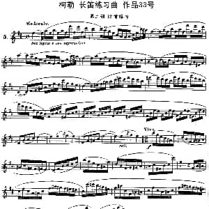 长笛曲谱 | 柯勒长笛练习曲作品33号 第二册 5 埃内斯托 柯勒 ERNESTO KOEHLER