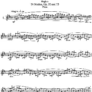 长笛曲谱 | 胡埃斯24首练习曲Op.32 NO.1 Hughes 胡埃斯
