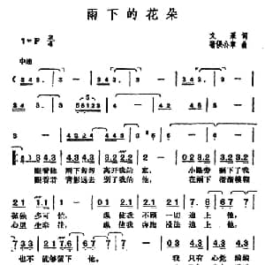 雨下的花朵_通俗唱法乐谱_词曲:文采 猪俁公章