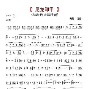 见龙卸甲背景笛子音乐_歌曲简谱