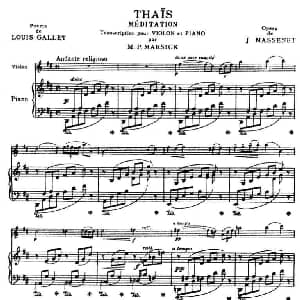 小提琴谱 | 沉思 选自歌剧 泰伊思  小提琴 钢琴 马斯奈