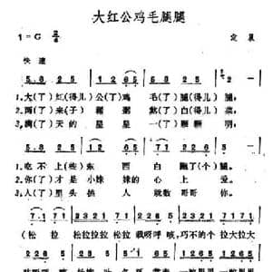 大红公鸡毛腿腿_民歌简谱