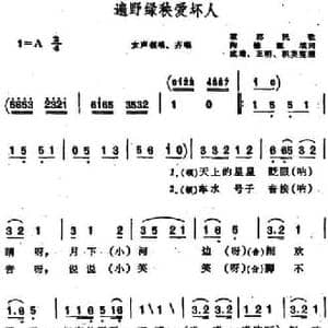 遍野绿秧爱坏人 _民歌简谱_词曲:陶锦源填词 成瑞 正明 积英编曲