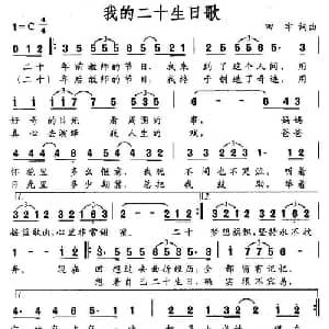 我的二十生日歌_通俗唱法乐谱_词曲:田宇 田宇