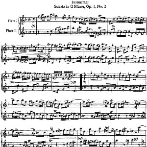 长笛曲谱 | 博伊斯卯绨G大调双长笛奏鸣曲Op.1 NO.2 Boismortier 博伊斯卯绨