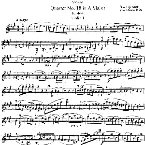 小提琴谱 | Mozart Quartet No.18 in A Major,K.464 Violin 1分谱
