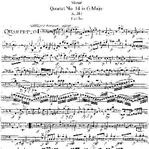 小提琴谱 | Mozart Quartet No.14 in G Major,K.387 Cello分谱