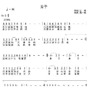 妻子_通俗唱法乐谱_词曲:江峰 黄一格