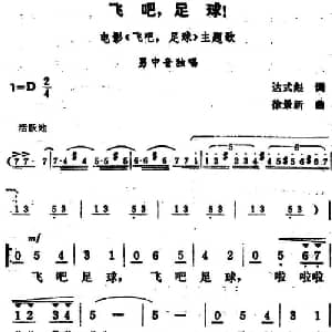 飞吧,足球！_通俗唱法乐谱_词曲:达式彪 徐景新