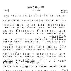 永远把你记心里_歌曲简谱_词曲:王小荣 王小荣