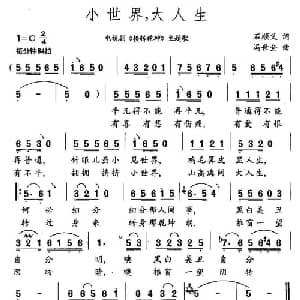 小世界,大人生_通俗唱法乐谱_词曲:石顺义 冯世全