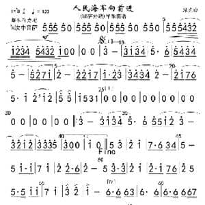 11人民海军向前进 bB次中萨分谱 军乐_歌曲简谱_词曲: 魏群