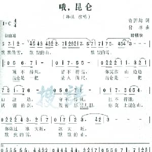 哦,昆仑_通俗唱法乐谱_词曲:许国均 付林