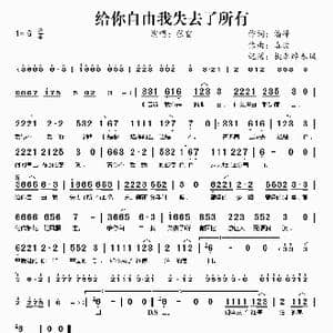 给你自由我失去了所有_歌曲简谱_词曲:潘峰 喜波