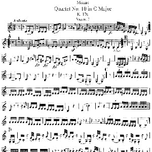 小提琴谱 | Mozart Quartet No.10 in C Major,K.170 Violin 2分谱